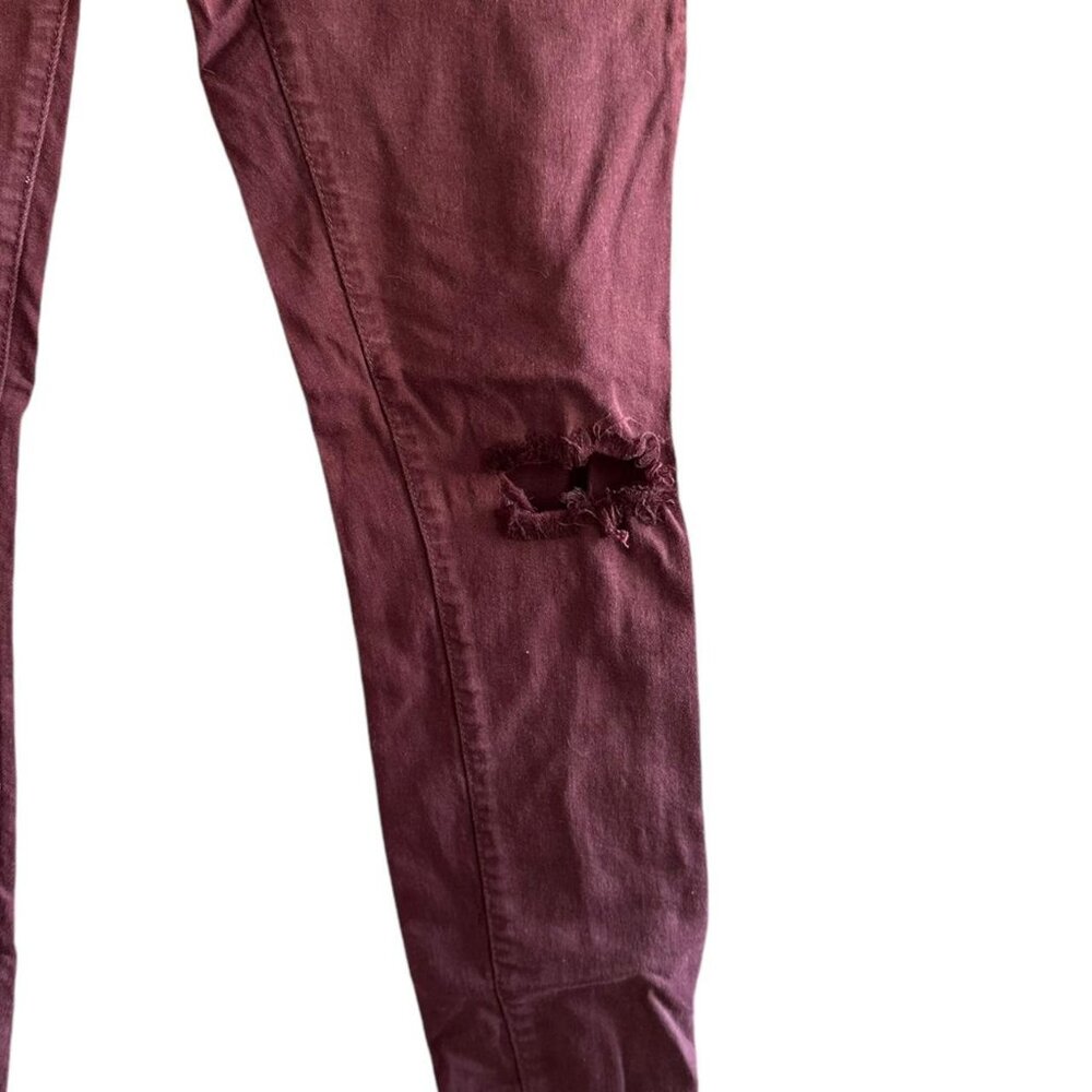 Angel Kiss Distressed Burgundy Skinny Jean Size 13 - Picture 4 of 7